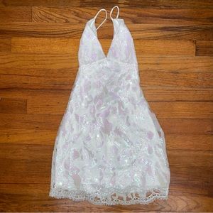 white w/ sequins homecoming dress